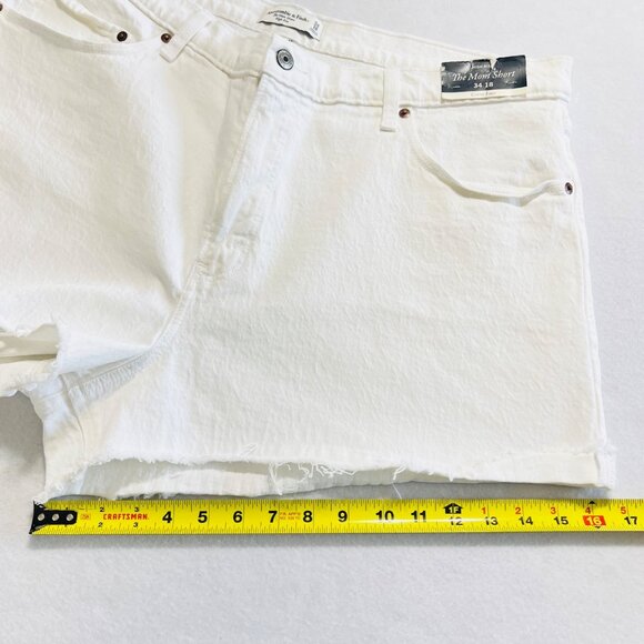 Abercrombie & Fitch Women Stretch White High Rise The Mom Short Plus Sz 18 NWT - Picture 8 of 9